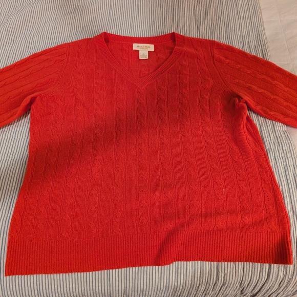 CASHMERE Coral Cable Sweater XL Peck and Peck - Picture 3 of 5